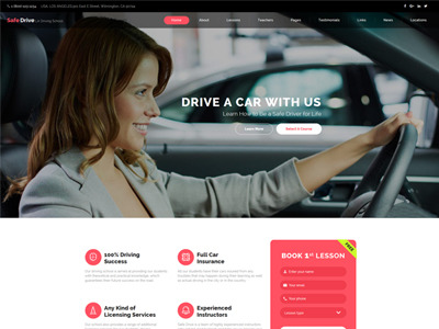 дорожная школа и уроки вождения шаблон сайта