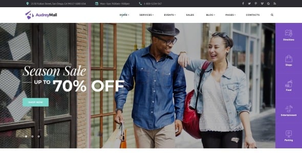 шаблон сайта торгового центра, развлекательного магазина