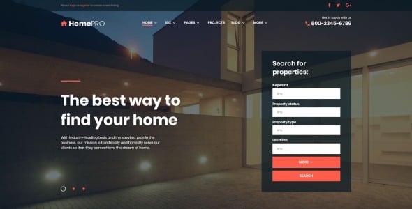 homepro real estate portal wordpress тема