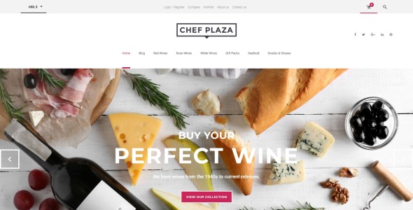 chef plaza food and wine store тема woocommerce
