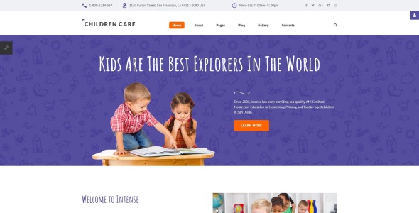 отзывчивый шаблон joomla для ухода за детьми