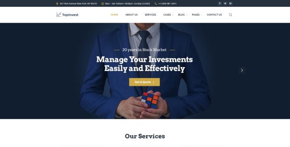 адаптивный многостраничный шаблон сайта инвестиционной компании