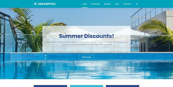 очистка бассейна и ремонт бассейна wordpress тема