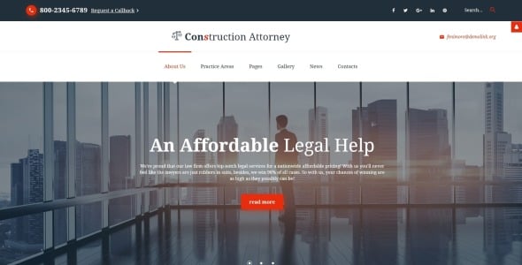 адвокатские и юридические услуги шаблон joomla