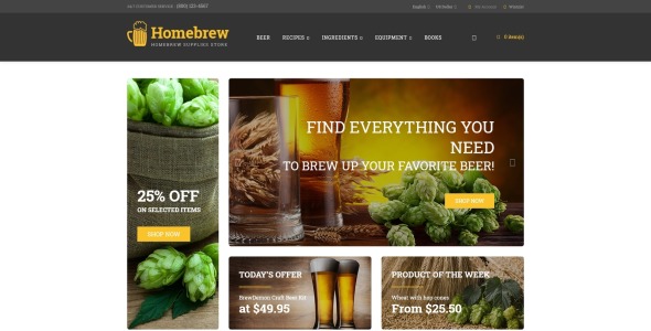 пивоварня отзывчивый шаблон opencart