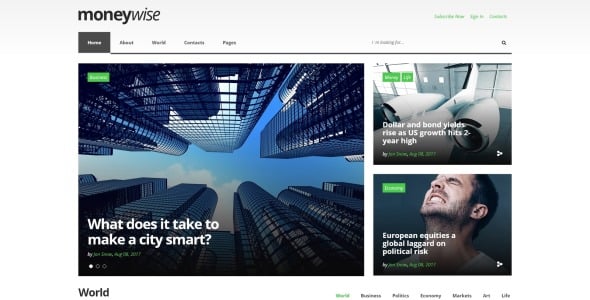 отзывчивый многостраничный шаблон сайта журнала финансовых новостей