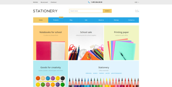 канцелярский магазин отзывчивая тема shopify
