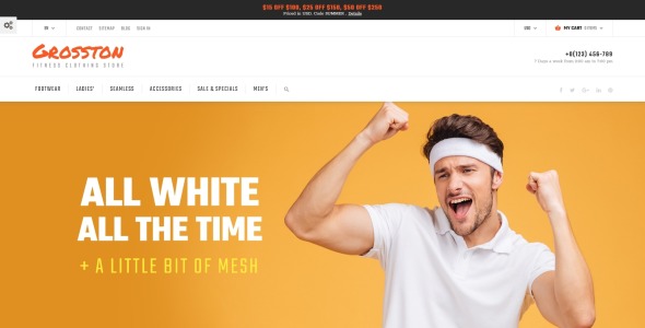 фитнес магазин одежды prestashop тема