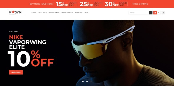 тема магазина спортивного снаряжения magento