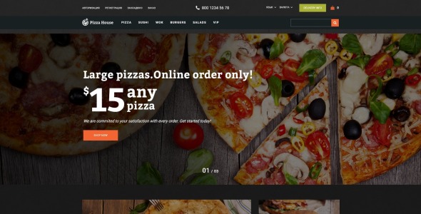 пиццерия с системой онлайн заказов opencart шаблон