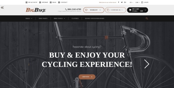 bike shop отзывчивая тема prestashop