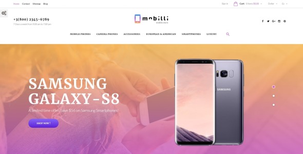 мобильные телефоны и аксессуары prestashop тема