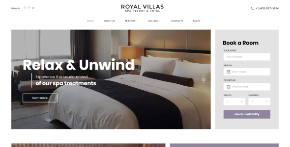 отзывчивый многостраничный шаблон сайта spa resort &amp; hotel