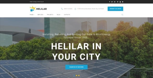 солнечная и возобновляемая энергия wordpress тема