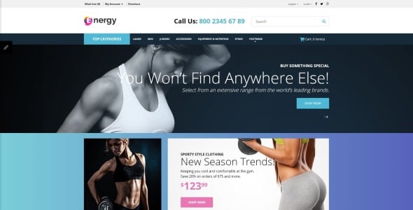 спортивный магазин отзывчивый шаблон opencart