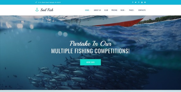 рыболовный клуб отзывчивая тема wordpress