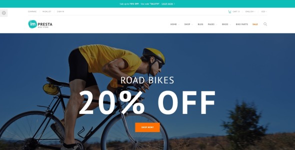 велосипедный магазин prestashop тема