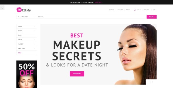 магазин косметики prestashop тема