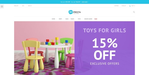 детский магазин prestashop тема