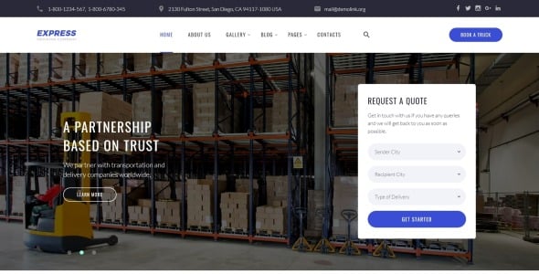 логистика и транспорт многостраничный шаблон сайта