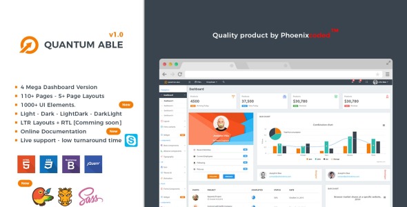 квантовый способный отзывчивый bootstrap 4 dashboard шаблон администратора