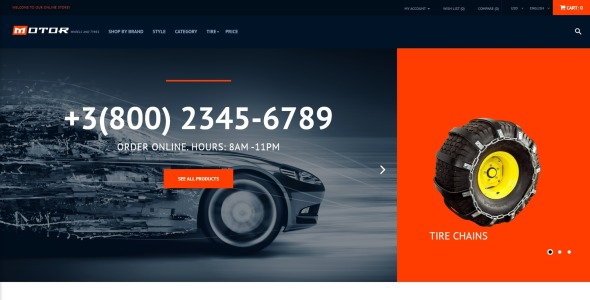 адаптивный шаблон opencart wheels &amp; tires responsive