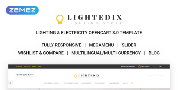 адаптивный шаблон opencart для освещения и электричества