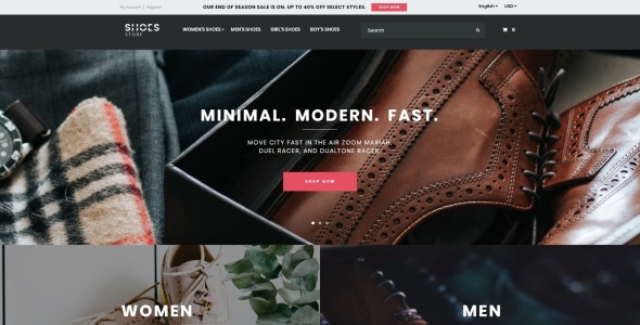 отзывчивый шаблон opencart для обувного магазина