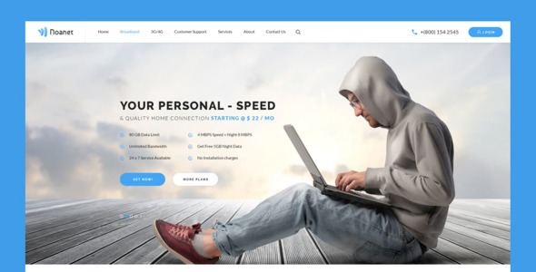 интернет-провайдер noanet и шаблон веб-сайта цифровой сети