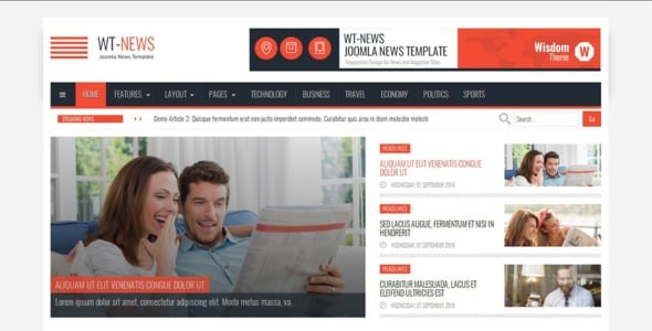 Новости Новости и журнал шаблон joomla