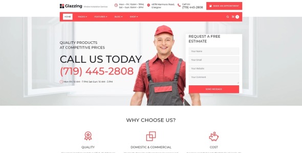 окно инсталляционные услуги wordpress тема