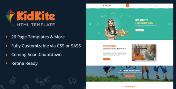 школьный детский сад для детей и детей шаблон веб-сайта электронной коммерции