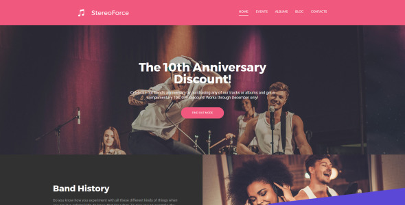 шаблон music band moto cms 3