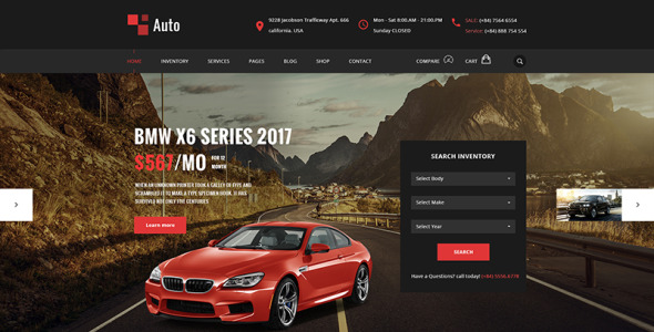 PSD шаблон на тему автодилер