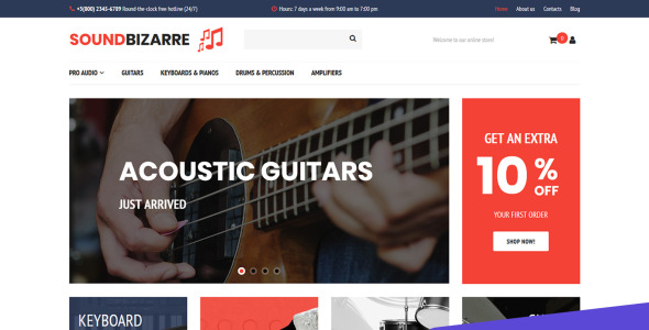 шаблон электронной коммерции music motocms