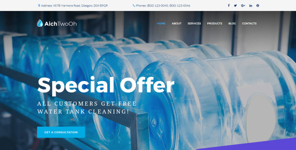 служба доставки воды moto cms 3 шаблон