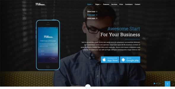 шаблон веб-сайта мобильного приложения showcase