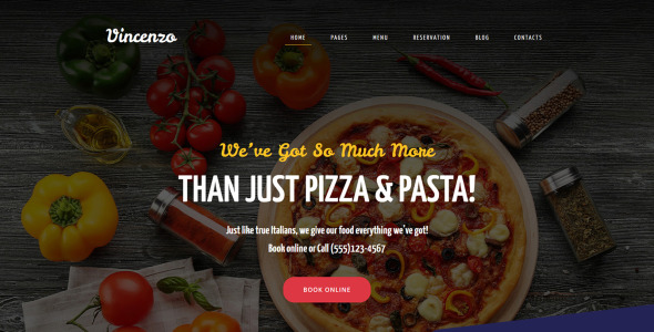 вкусный пиццерийный ресторан moto cms 3 шаблон