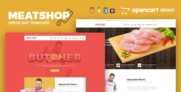 мясной магазин электронная коммерция opencart шаблон