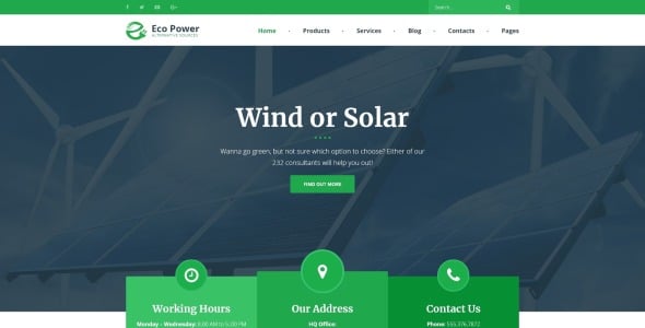 альтернативная энергетика и солнечная энергия wordpress тема