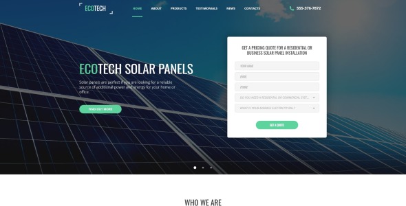 солнечная энергия html5 шаблон целевой страницы