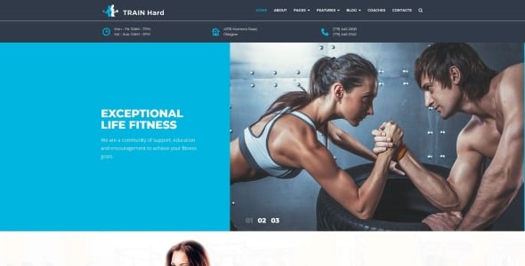 тренируйте жесткий фитнес wordpress тема