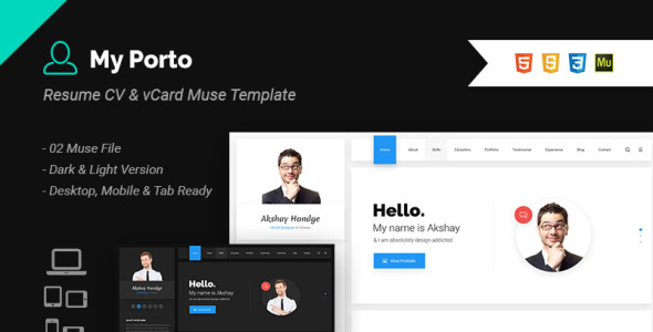 шаблон resume cv, vcard &amp; portfolio muse template