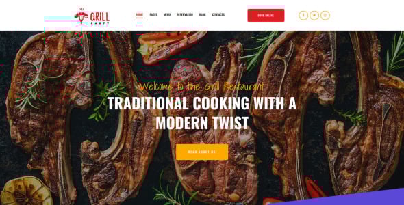 гриль ресторан премиум moto cms 3 шаблон