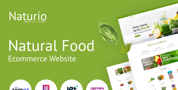 naturio food store шаблон elementor woocommerce тема