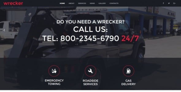 auto towing &amp; roadside services moto cms html template