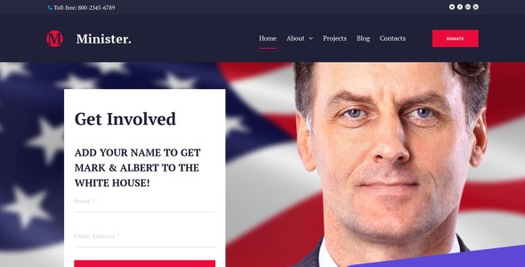 шаблон political candidate moto cms 3