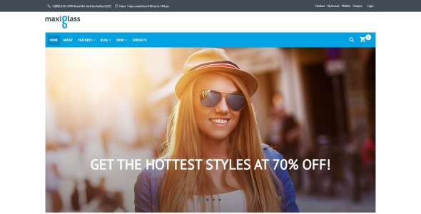 maxiglass eye glasses тема woocommerce