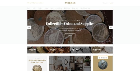коллекционные монеты и расходные материалы шаблон opencart