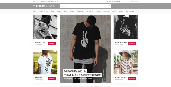 рубашка магазин шаблон opencart